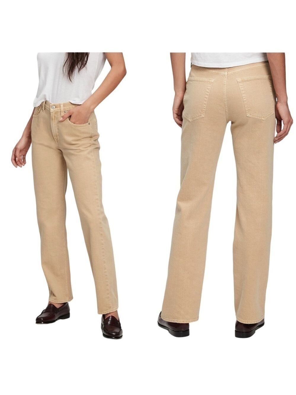 GAP Mid Rise '90s Loose Low Stretch Jeans with Washwell in Khaki Tan